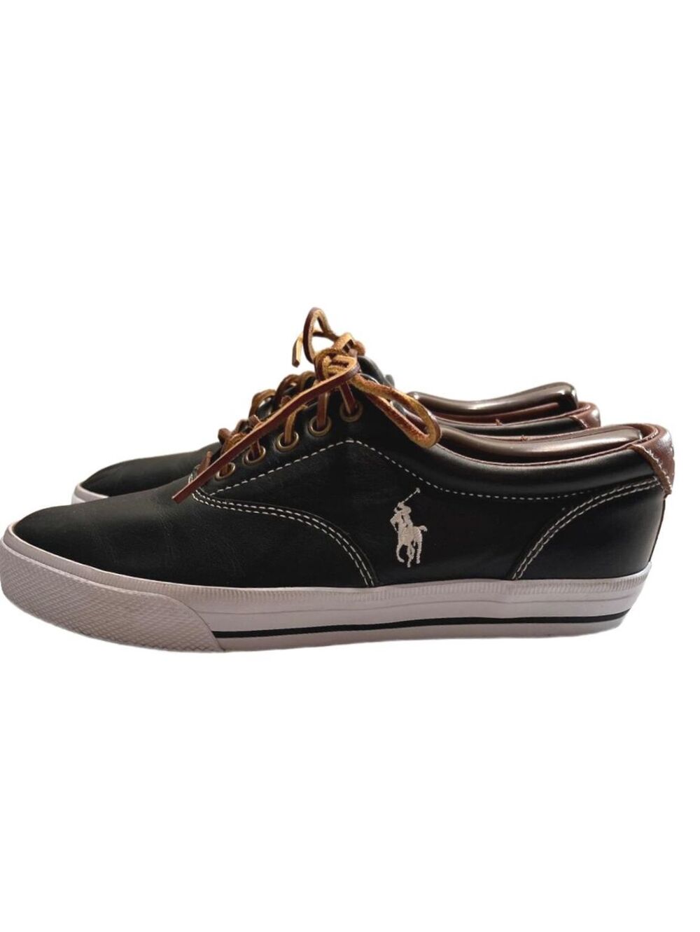 Polo Ralph Lauren Vaughn Black Leather Boat Shoes Prep Academia Preppy 8.5D